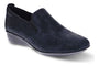 Shoe, black leather, Revere Jamaica with low wedge heel and removable footbed for orthotic comfort.