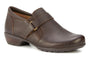 Loafer, brown tumbled leather, Ros Hommerson Eliot with cushioned insoles, low heel, strap detail for comfort.