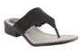 Sandal, black fabric upper, block heel, open toe, David Tate Perlata with light cushioned insole for comfort.
