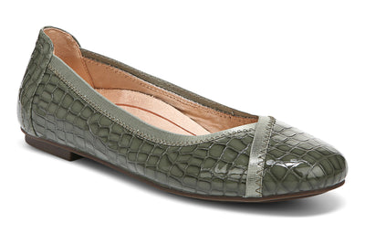 Caroll in Army Green Patent Croc - side view