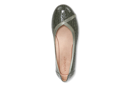 Caroll in Army Green Patent Croc - top view