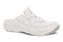 Shoe, Dansko Hayleigh, light beige textile with mesh, white laces, recycled rubber sole. Slip-on comfort style.