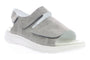 Sandal, Propet Travelactiv Scottsdale, gray textile with adjustable Velcro straps and white textured sole for comfort.