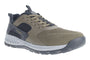 Athletic shoe, khaki/gray mesh, Ortholite insole for support, white midsole, black outsole, Roget label.