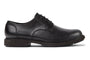 Shoe, black cow leather Camper Neuman K100152 men’s blucher with laces, shown in profile on a white background.