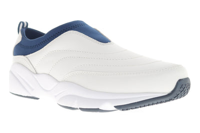 Stability Slip On in White Navy - side view