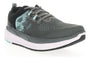 Sneaker, gray knit mesh with light blue and black accents, white textured sole, by Propet Ultra.
