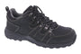 Boot, Drew Shoes Canyon; black waterproof with metal eyelets, removable footbed, white stitching for comfort and support.