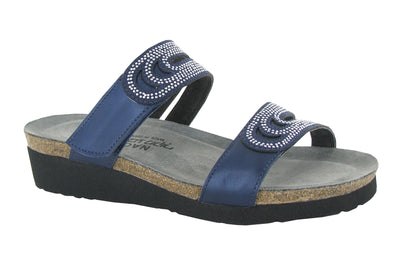 Ainsley in Polar Sea Leather-Dark Blue - side view