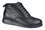 Boot, black leather, Drew Shoes Phoenix Plus, womens lace-up with padded collar and visible orthotic support features.