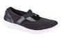 Shoe, gray mesh, adjustable strap, Propet Travelactiv Mary Jane Elite, orthotic-friendly for comfort and support.