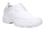 Slip-on shoe, white leather, Propet Ww So II Sr, cushioned insole, thick sole, subtle stitching for women.