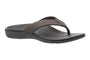 Sandal, ABEO Jerome, brown/black leather, contoured sole, orthotic arch support, toe post; side view.