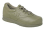 Oxford shoe in olive green leather, lace-up, textured details, thick sole, diabetic-friendly support by Drew Shoes Parade II.